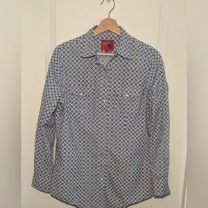 Rodeo Clothing Classic Blue Patterned Button-Down Shirt for Kids M/M
